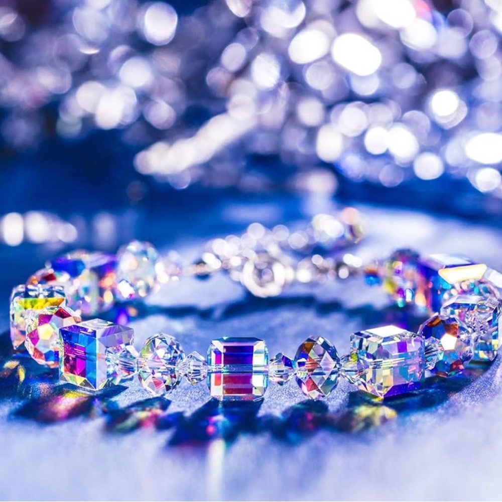 Iridescent Crystal Bracelet 7” with 2 “ extension Luxury Crystal Bracelet LUXURY